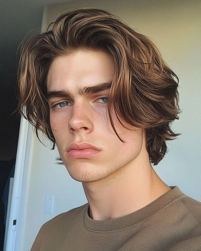 Flow hairstyle for men with medium length hair
