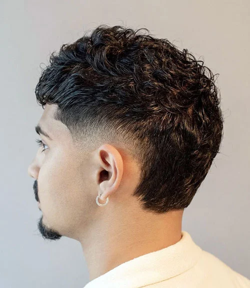Burst fade haircut for men with clean curved fade