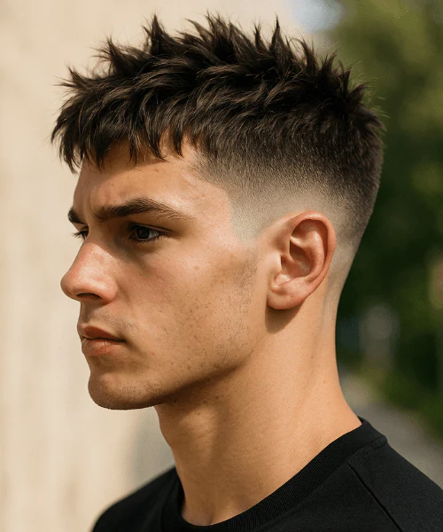 Warrior cut hairstyle for men with strong textured top