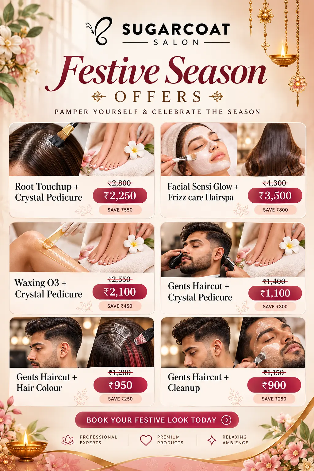 Festive salon offers on hair, facial, pedicure and beauty services at Sugarcoat Salon Hennur Bangalore