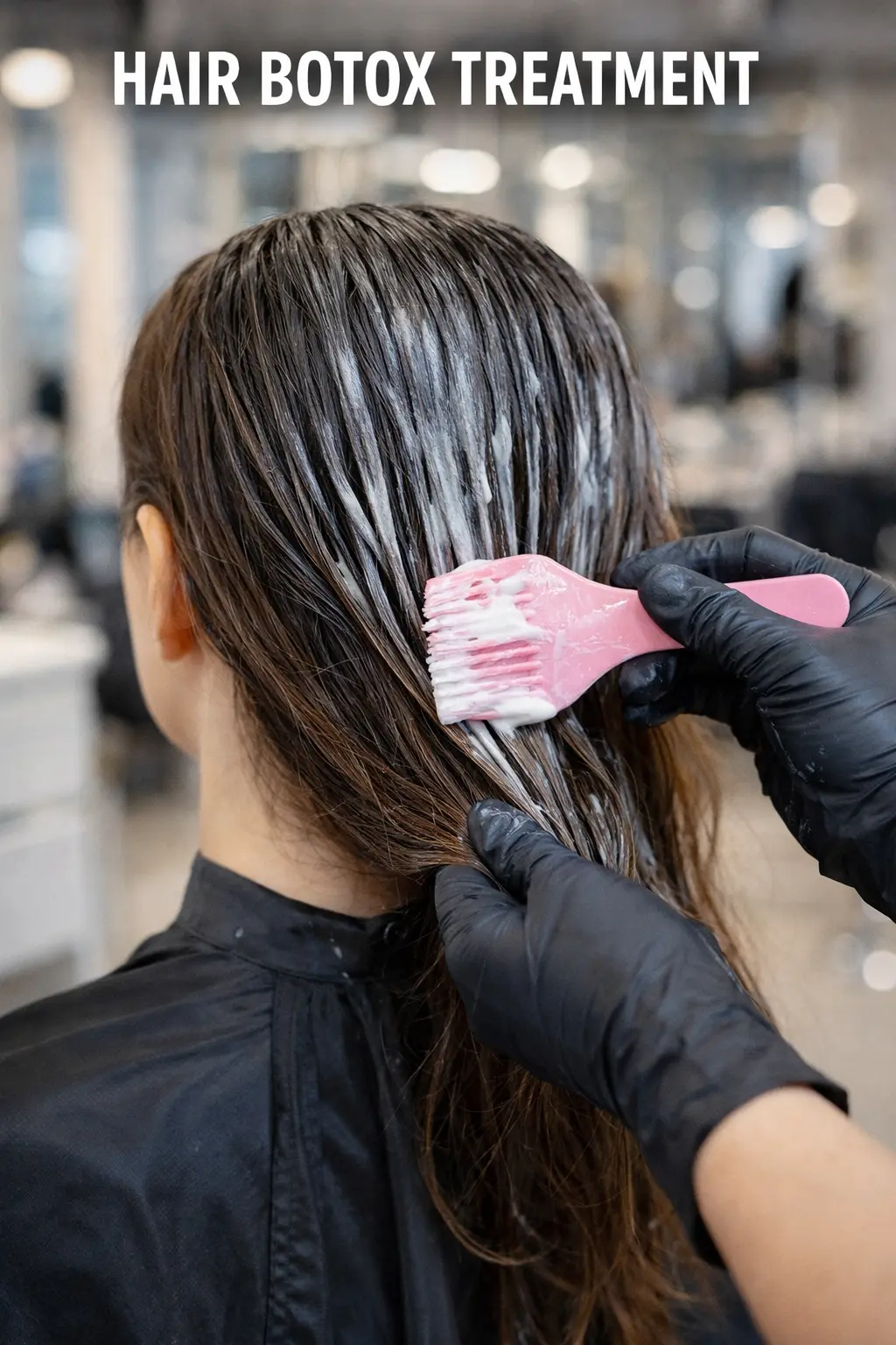 Hair botox treatment process being applied at salon in Hennur Road Bangalore