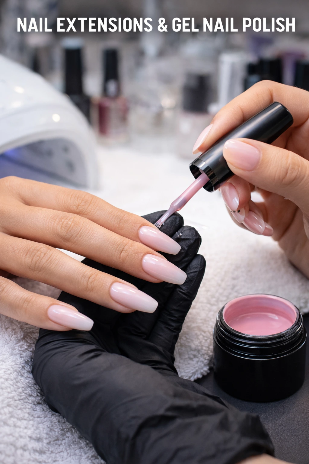 Nail extensions and gel nail polish application process at a salon in Hennur Road Bangalore
