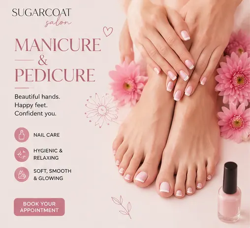 Professional manicure and pedicure service with clean nails and soft skin in Hennur Road Bangalore